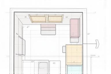 Kitchen floor plan or design sketch showing optimal layout and flow.
